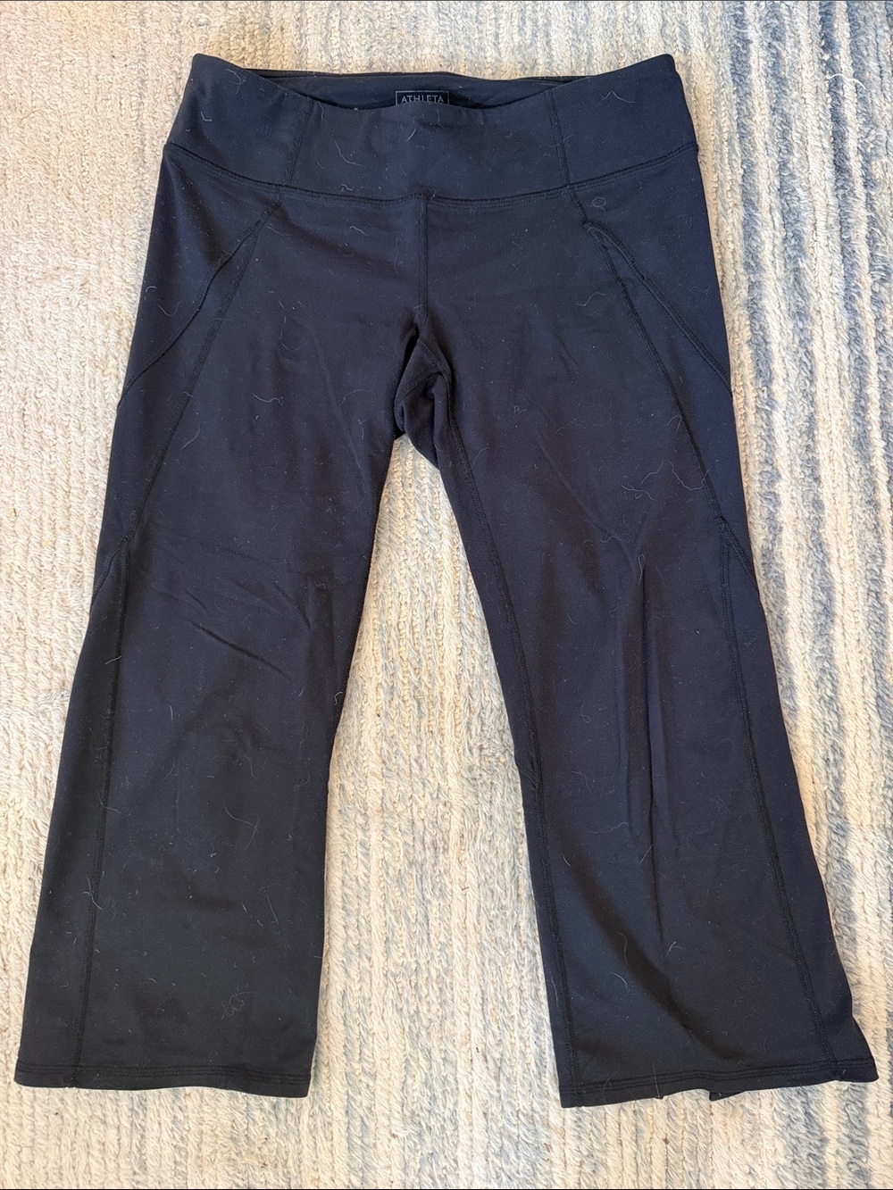Athleta Black Cropped Yoga Flare Leggings